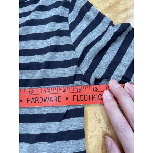 Majestic Filatures Paris Top Womens Cotton Cashmere Shirt Gray Black Stripe Sz 1 - Picture 10 of 13